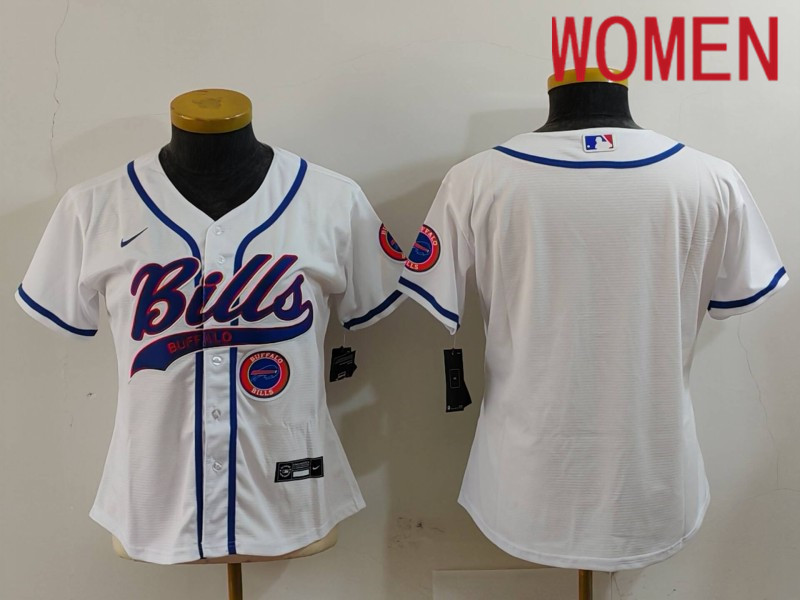 Women Buffalo Bills Blank White Joint Name 2024 Nike Limited NFL Jersey style 9121